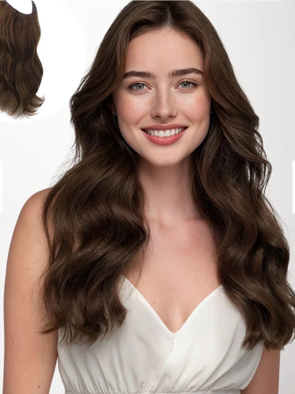 Goo Goo Hair Chocolate Brown Halo Extensions 14” Real Human Hair